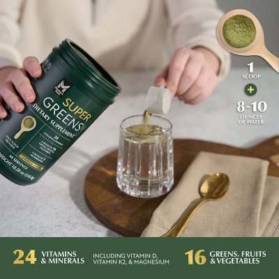 Member's Mark Super Greens Powder, Tropical Flavor, 18.28 Ounces, 48 Servings	 		 		 		 		 		