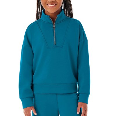 Member's Mark Girls sandwash Quarter Zip Turquoise M 7/8:- Turquoise, M 7/8