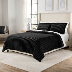 Member's Mark 3-Piece Channel Faux Fur Comforter Set, Assorted Sizes