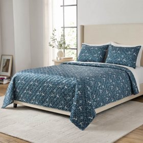 Member's Mark 3-Piece Printed Velvet Quilt Sets, Assorted Sizes