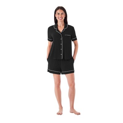 Member's Mark Short Sleeve And Short Notch Pajama Set Black XXL:- Black, XXL