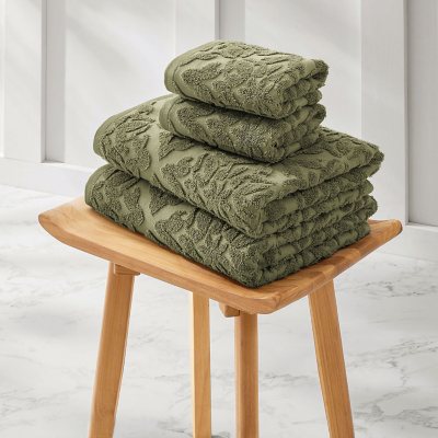 Member's Mark Decorative Sculpted Bath Towel, Olive:- Olive