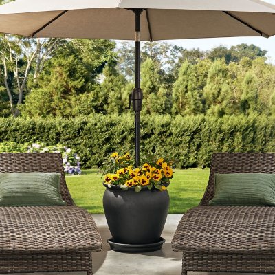 Member's Mark 20' Matte Black Umbrella Stand Planter with Integrated Saucer