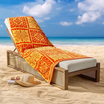 Member's Mark Oversized Beach Towel, 40' x 72':- Orange Tiki