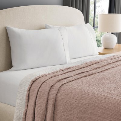 Member's Mark Textured Gauze Blanket, 106' x 94', Assorted Colors:- Brown