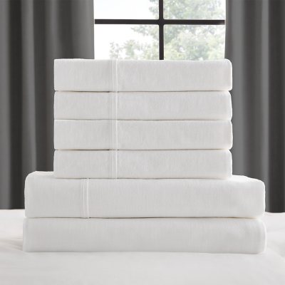 Member's Mark Washed Cotton Textured Sheet Set (Assorted Sizes and Colors):- White, Full