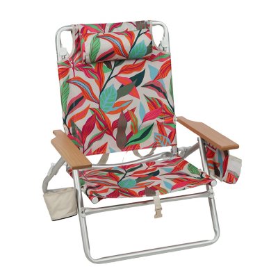 Member's Mark Beach Chair with Wooden Armrest Tropical:- Tropical