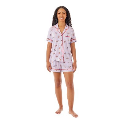 Member's Mark Women's 2-Piece Americana Notch Collar Short Sleeve and Short Pajama set:- Multi, XL