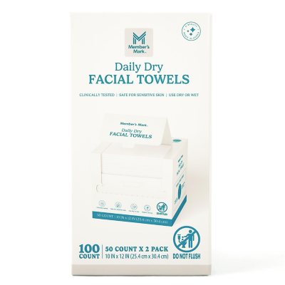 Members Mark Daily Dry Facial Towels, 100 ct.
