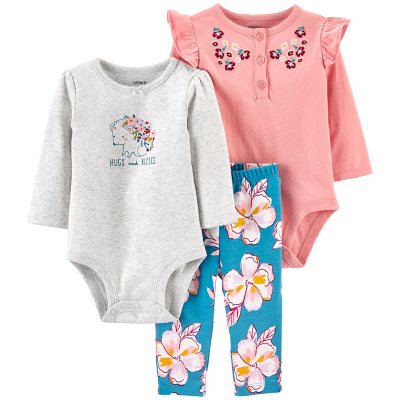  Carter's Baby Girl 3-Piece Bodysuit Pant Outfit Set