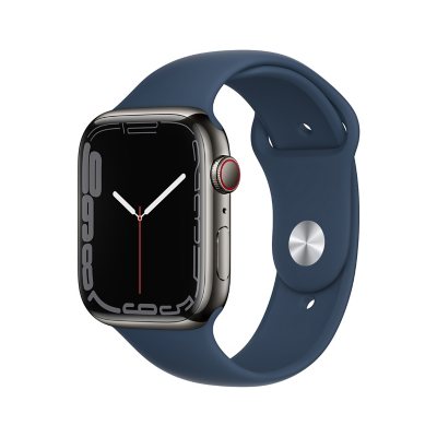 Apple Watch Series 7 45mm GPS + Cellular (Abyss Blue Sport Band):- Graphite Stainless Steel with Abyss Blue Sport Band