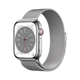 Apple Watch Series 8 GPS + Cellular 45mm Stainless Steel Case with Milanese Loop, Choose Color