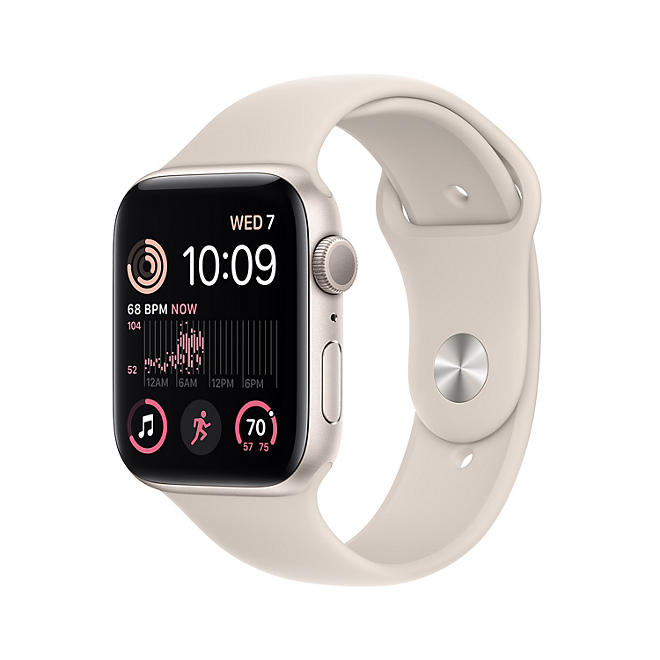 Apple Watch SE (2nd Generation) GPS 44mm Aluminum Case with Sport Band (Choose Color and Band Size)