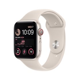 Apple Watch SE (2nd Generation) GPS + Cellular 44mm Aluminum Case with Sport Band (Choose Color and Band Size)