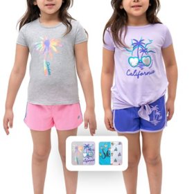 Skechers Toddler Girls 4 Piece Tees & Shorts