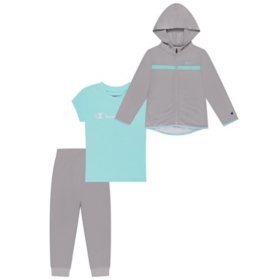 Champion Toddler Girls' Active Hoodie, Joggers and T-Shirt Set