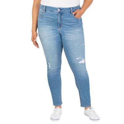 Seven7 Women's Tummyless High Rise Slimming Control Panel Skinny Jeans