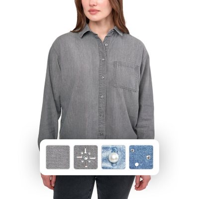 売れ筋商品|||マルコポーロ デニム シャツ レディース トップス Button-down blouse - white Seven7 Women's Denim Button Up - Sam's Club