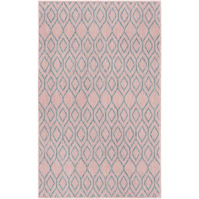 Jill Zarin Turks and Caicos Outdoor Rug:- Pink/Aqua, 4' x 6'