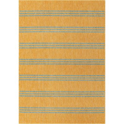 Jill Zarin Anguilla Outdoor Rug:- Yellow/Aqua, 7' x 10'