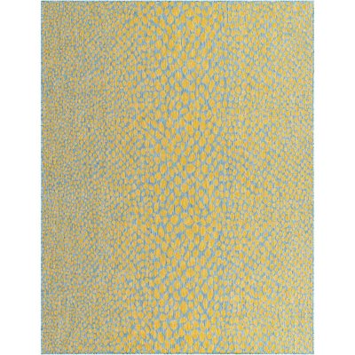 Jill Zarin Cape Town Outdoor Rug:- Yellow/Aqua, 7'10' x 10'