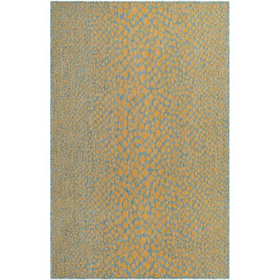Jill Zarin Cape Town Outdoor Rug:- Yellow/Aqua, 5'3' x 8'