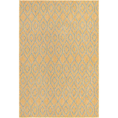 Jill Zarin Turks and Caicos Outdoor Rug:- Yellow/Aqua, 4' x 6'