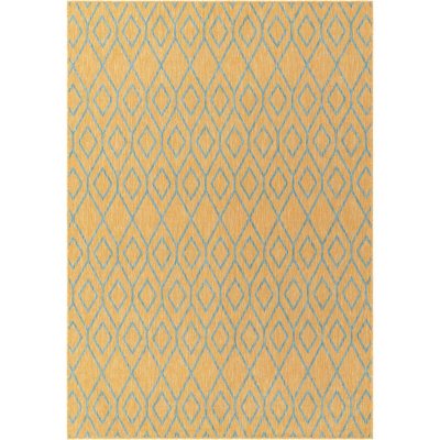 Jill Zarin Turks and Caicos Outdoor Rug:- Yellow/Aqua, 7' x 10'