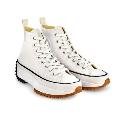 Converse Unisex Run Star Hike Canvas High Top Platform Sneakers White Black Gum W7 M5.5