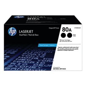 HP 80A 2-Pack Original LaserJet Toner Cartridge - Black