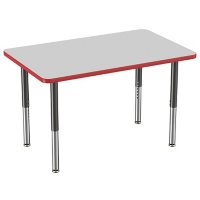 30" x 48" Rectangle T-Mold Adjustable Activity Table with Super Legs - Gray/Red