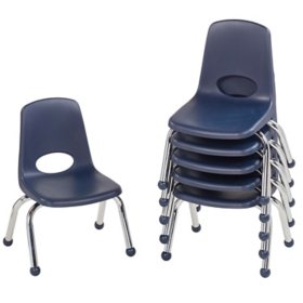 10" Stack Chair with Ball Glides, 6-Pack - Navy