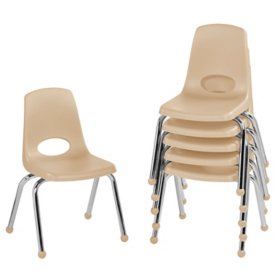 14" Stack Chair with Ball Glides, 6-Pack - Sand