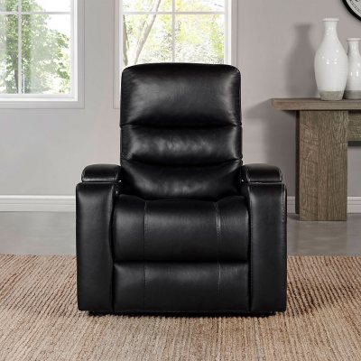 Serta Push-Button Power Recliner with Deep Body Cushions, Brown Faux  Leather Upholstery