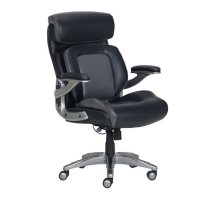 Wellness By Design Articulating Lumbar Support Manager Chair, Bonded Leather (Supports 275 lbs) - Gray/Black