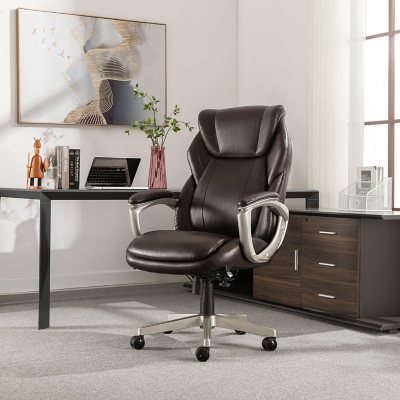 La Z Boy Westley Big Tall Executive Office Chair With Active Lumbar Support Brown