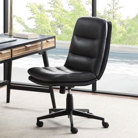 Serta Leather Armless Office Chair, Black, Supports Up To 275 lbs.	