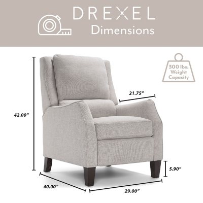 Drexel Ashland Cream Fabric Hi Leg Pushback Recliner Sam s Club