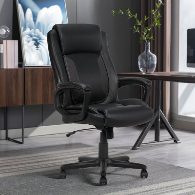 Serta Mid-Back Office Chair With Mesh Accents And Memory Foam, Black
