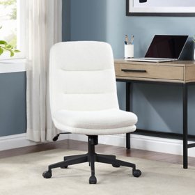 Serta Armless Task Chair, Cream Boucle Fabric