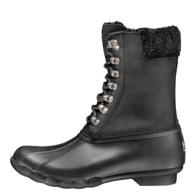 Sperry Women s Saltwater Tall Cozy Leather Duck Boot 9.5 Black
