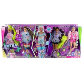 Barbie Extra 5-Doll Pack with 5 Pets & 70 Accessories
