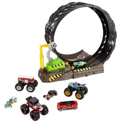 Mattel Hot Wheels Monster Trucks Glow in the Dark Epic Loop Challenge Set  Race