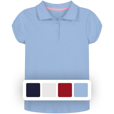 Nautica Girls Uniform Polo Light Blue 7:- Light Blue, 7