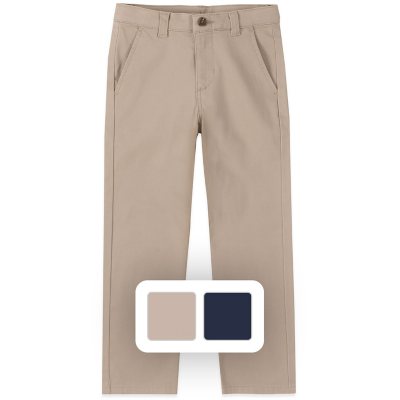 Young Men's School Uniform Twill Flat Front Pants in Khaki