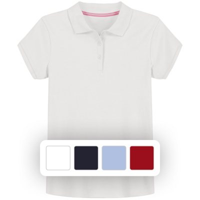 Izod Girls' Short Sleeve Polo White 7