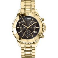 Versus Versace Men's Tokyo Chrono Gold-Tone Leather Strap Watch, 44mm