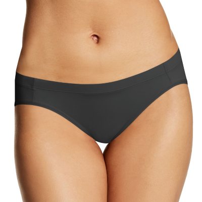 Low rise bikini style panty with concealed elastic waistband