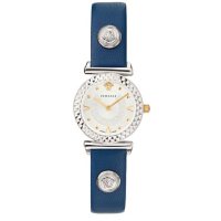Versace Women's Mini Vanity Blue Leather Strap Watch, 27mm		