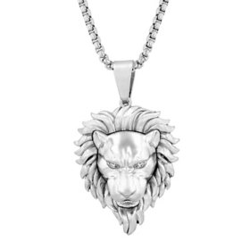 Stainless Steel Lion Head With Diamond Eyes